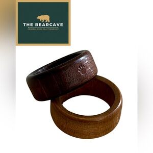 HANDMADE WOOD RING | SIZE 8 | BEAR PAW IMPRINTED | ACACIA WOOD | NEW IN BOX!